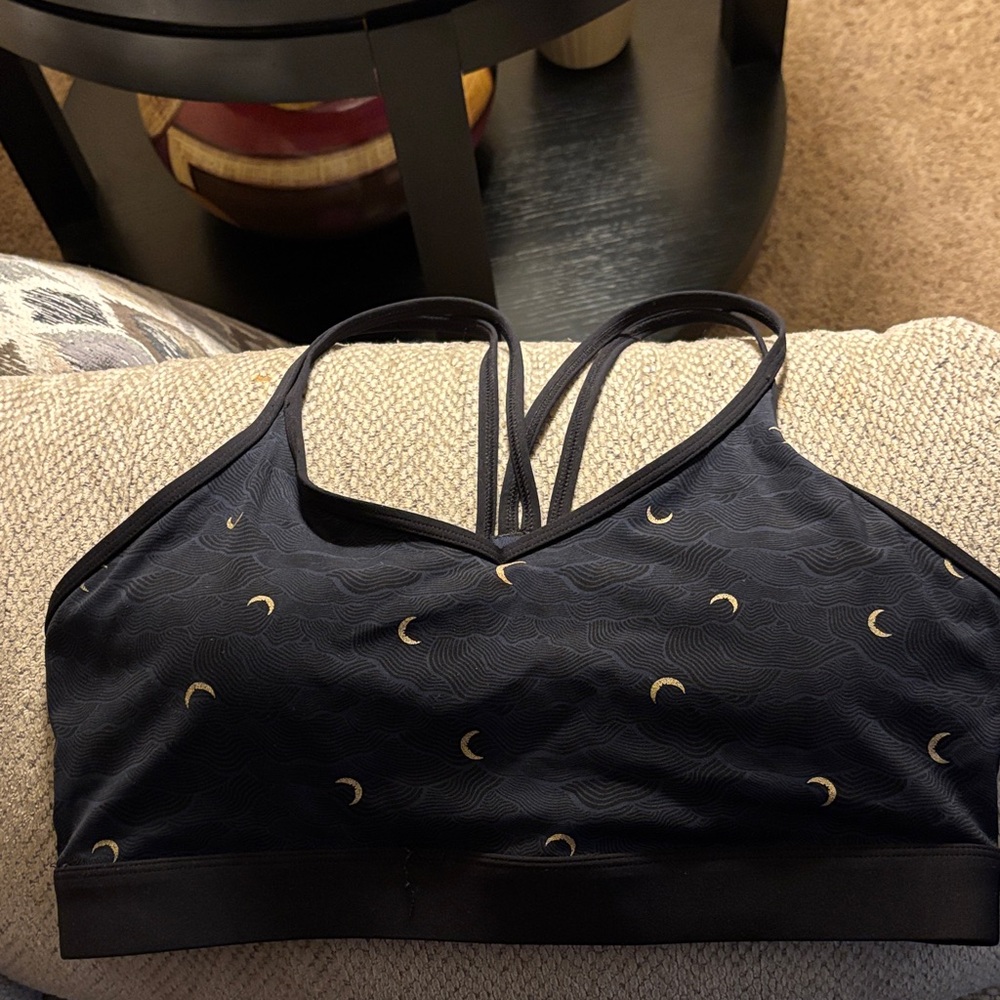 ZYIA Black and Gold Moon Pattern Sports Bra